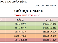 Thông Báo Thời Gian Các Tiết Học Online