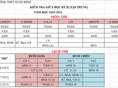 Lịch Kiểm Tra Tập Trung Giữa Kỳ II NH 2020-2021