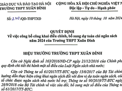 Quyết định công khai điều chỉnh, bổ sung dự toán chi ngân sách năm 2024