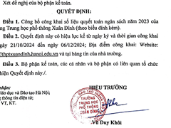 Quyết  định công khai quyết toán ngân sách năm 2023