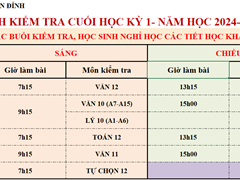 Thông Báo Lịch Kiểm Tra Cuối Học Kì I Năm Học 2024-2025