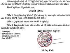 Quyết định về việc công bố công khai điểu chỉnh, bổ sung dự toán chi ngân sách năm 2024