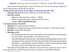 Thông báo về việc công bố danh sách học sinh, giáo viên chủ nhiệm lớp 10  và lịch tập trung đầu năm học 2025–2026